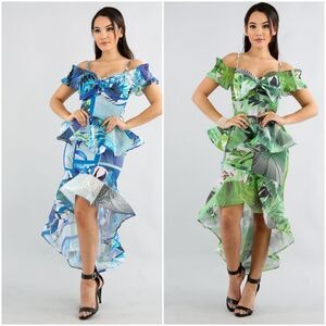 Swirly Palm Leaf Skirt Set